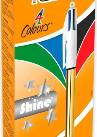 C/12 BOLIGRAFOS BIC 4 COLORES SHINE ORO PUNTA 1MM