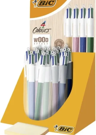 EXP 30 BOLIGRAFOS 4 COLORES WOOD PUNTA 1MM