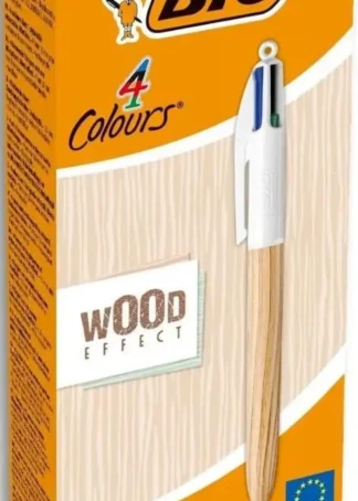 C/12 BOLIGRAFOS BIC 4 COLORES WOOD STYLE 1MM