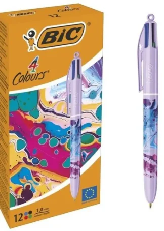 C/12 BOLIGRAFOS BIC 4 COLORES HYDRO PURPLE PUNTA 1MM