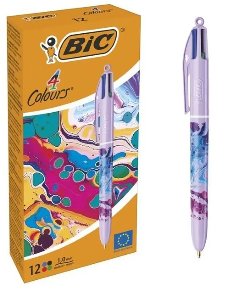 C/12 BOLIGRAFOS BIC 4 COLORES HYDRO PURPLE PUNTA 1MM
