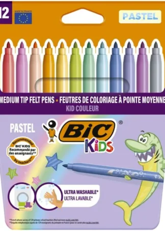 ESTUCHE 12 ROTULADORES KID COULEUR PASTEL PUNTA MEDIA BIC