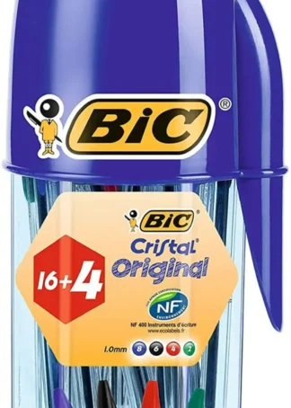 MEGATUBO 20 BOLIGRAFOS BIC CRISTAL COLORES SURTIDOS