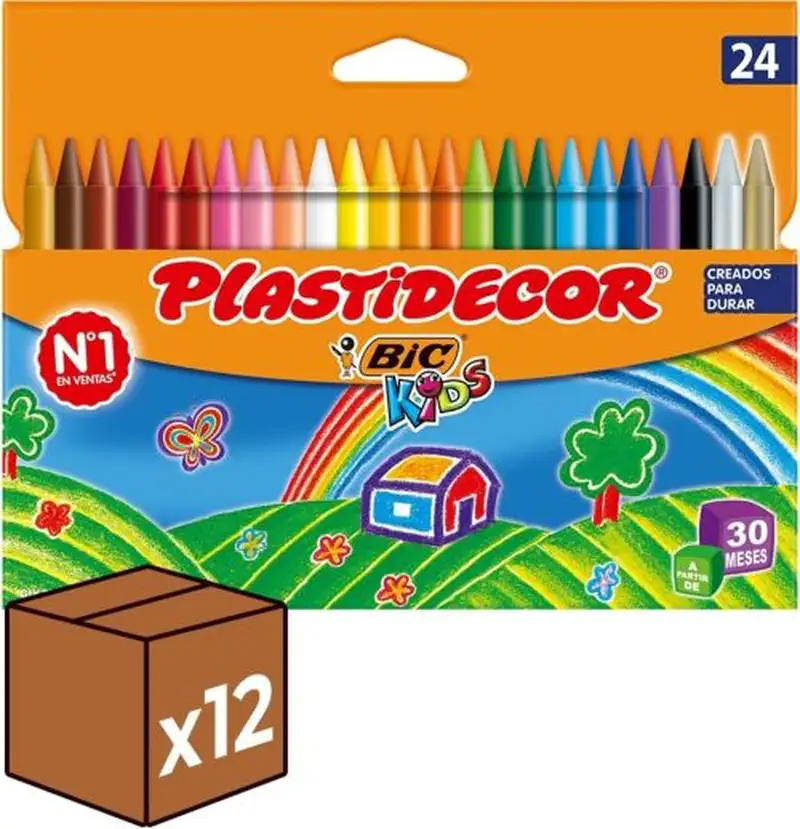 (PACK 12U.) ESTUCHE 24 CERAS PLASTIDECOR