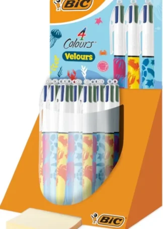 EXP 30 BOLIGRAFO BIC 4 COLORES VELOUR PUNTA 1MM