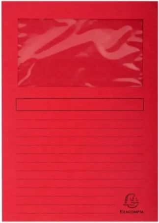 PAQ/25 SUBCARPETAS A4 CON VENTANA 120G COLOR ROJO