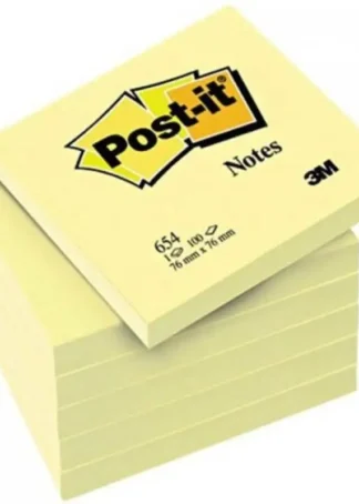 PACK 12 TACOS NOTAS POST-IT 654 AMARILLAS 76X76MM