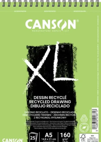 BLOC ESPIRAL MICROPERF. CANSON XL RECICLADO A5 25H 160G.