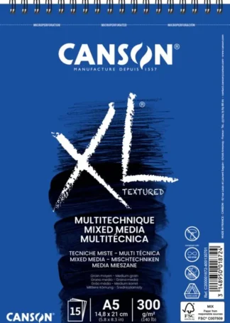 BLOC ESPIRAL MICROPERF. XL MIX MEDIA A5 30H 300G TEXTURADO