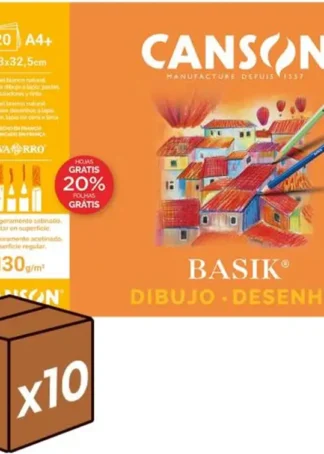 (PACK 10U.) BLOC DIBUJO ESPIRAL BASIK A4+ 20H 130G. LISO