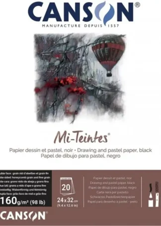 BLOC ENCOLADO CANSON MI-TEINTES 24X32CM 30H 160G NEGRO