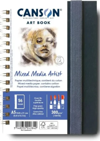 CUADERNO CANSON MIX MEDIA ARTIST 14,8X21 28H 300G G. FINO