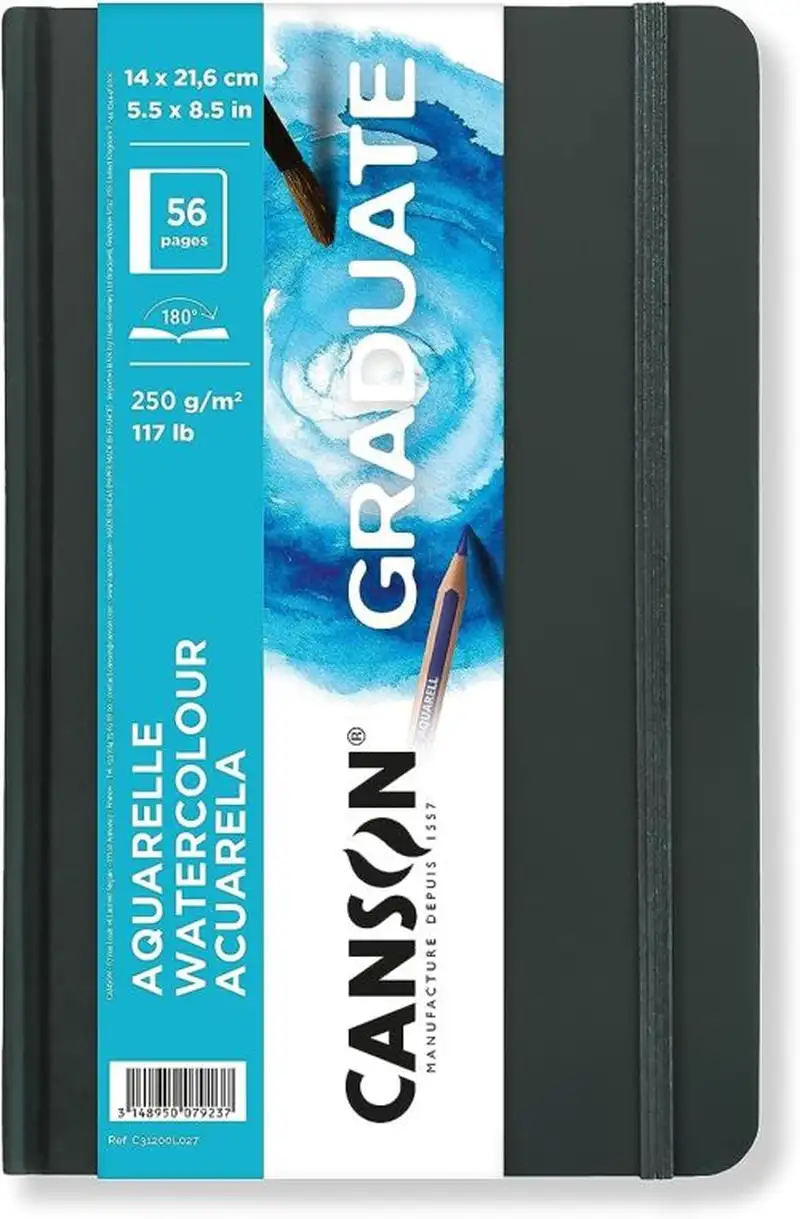 CUADERNO CANSON GRADUATE ACUARELA 14X21,6 28H 250G G. FINO