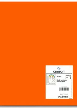 PAQ/25 CARTULINAS IRIS 50X65 185G. MANDARINA