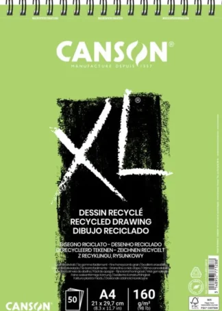 BLOC ESPIRAL MICROPERF. CANSON XL RECICLADO A4 50H 160G.