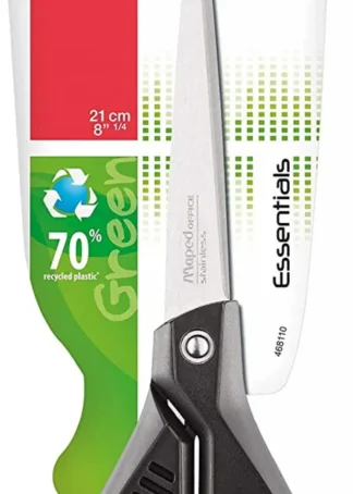 TIJERA OFICINA 21CM ASIMETRICA ESSENTIALS GREEN MAPED