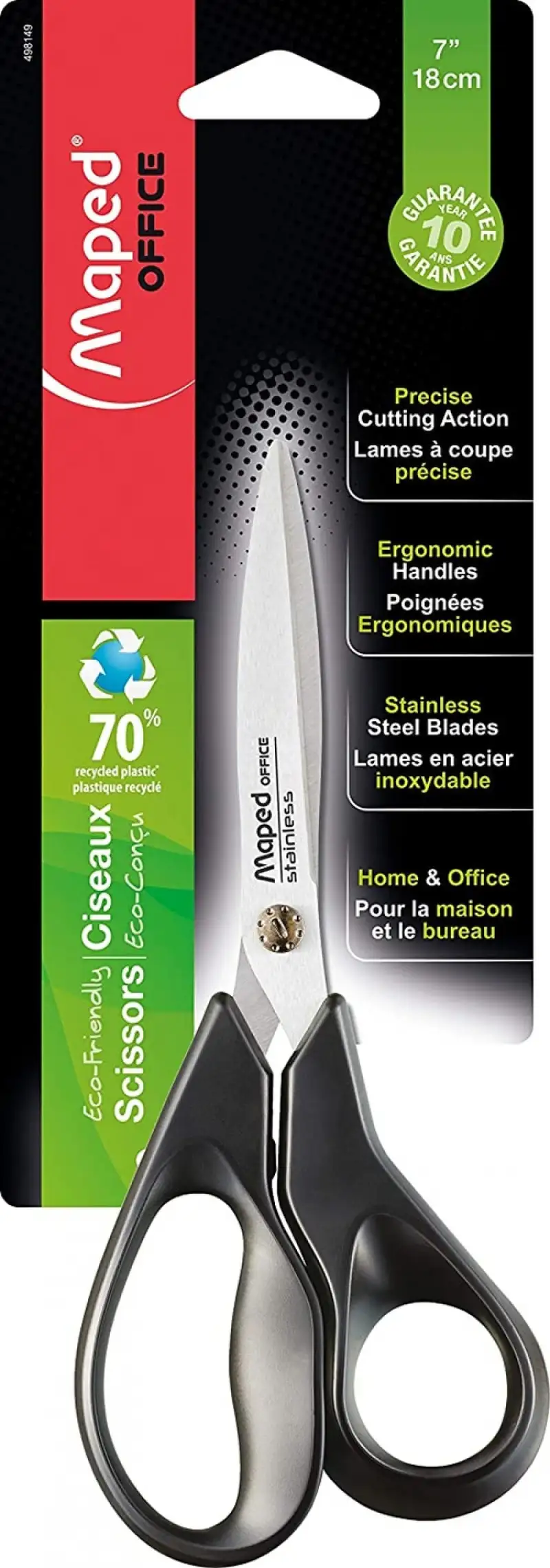 TIJERA OFICINA 18CM ASIMETRICA AVANCED GREEN MAPED