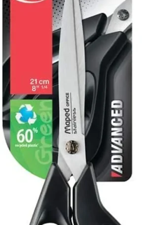 TIJERA OFICINA 21CM ASIMETRICA AVANCED GREEN MAPED