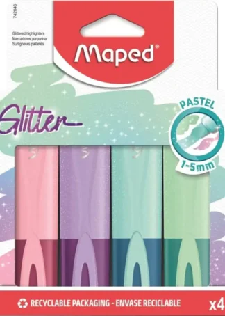 ESTUCHE 4 MARCADORES GLITTER FLUO NEON