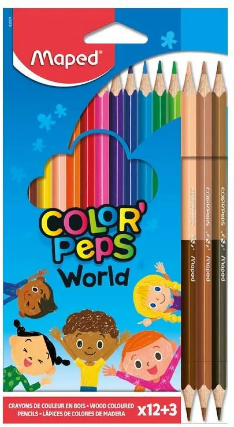 ESTUCHE 12 LAPICES DE COLORES COLOR'PEPS + 3 DUO TONOS PIEL
