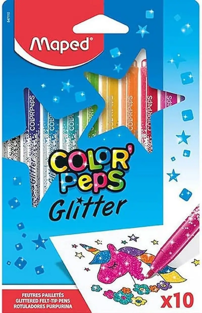 ESTUCHE 10 ROTULADORES COLOR PEPS GLITTER MAPED