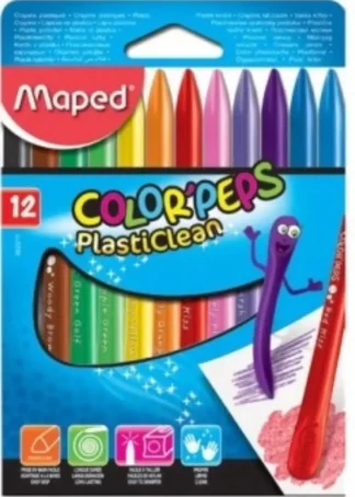 ESTUCHE 12 CERAS PLASTICLEAN COLORES SURTIDOS MAPED
