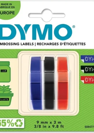 BLISTER 3 UNIDADES CINTA DYMO 3D 9MMX3M ROJO/AZUL/NEGRA