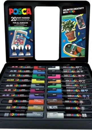 CAJA METALICA 20 ROTULADORES UNI-POSCA POP COLOURS