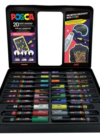 CAJA METALICA 20 ROTULADORES UNI-POSCA GROOVY COLOURS