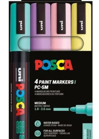 BLISTER 4 MARCADORES UNI-POSCA PC5M COLORES SOFT 1,8-2,5MM