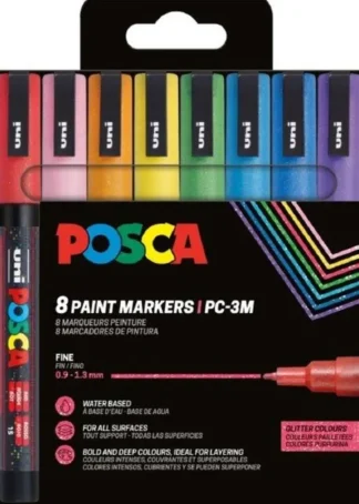 ESTUCHE 8 ROTULADORES POSCA PC3MR UNI-BALL PURPURINA