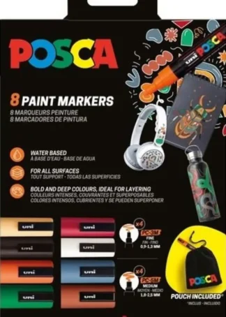 PACK 8 ROTULADOR POSCA PC-5M/PC-3M + BOLSA TELA