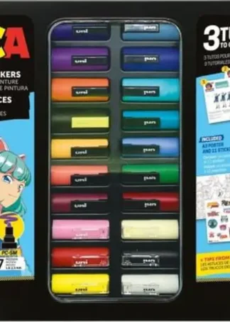 CAJA METALICA 20 ROTULADORES UNI-POSCA MANGA HERO