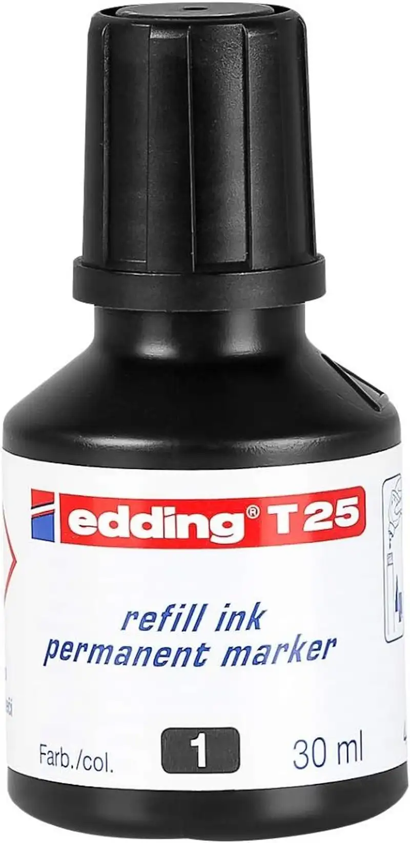 BOTE DE TINTA ROTULADOR EDDING T-25 30ML NEGRO
