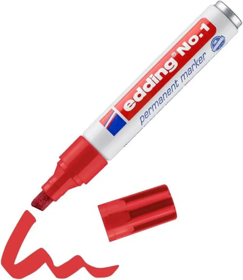 C/10 ROTULADOR EDDING Nº1 ROJO 02 PERMANENTE PUNTA BISELADA