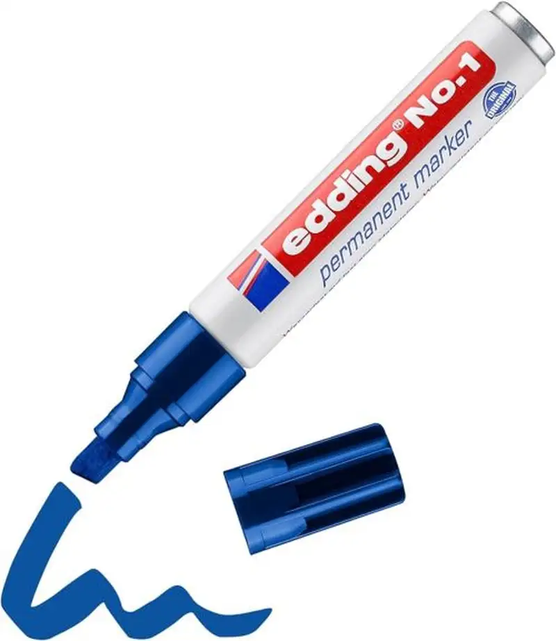 C/10 ROTULADOR EDDING Nº1 AZUL 03 PERMANENTE PUNTA BISELADA