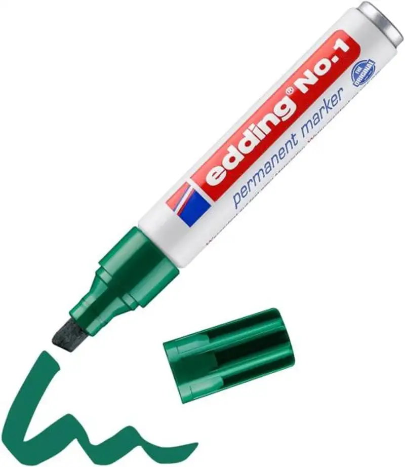 C/10 ROTULADOR EDDING Nº1 VERDE 04 PERMANENTE P. BISELADA