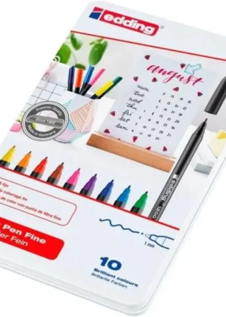 CAJA METALICA 10 ROTULADORES EDDING 1200 COLORES SURTIDOS