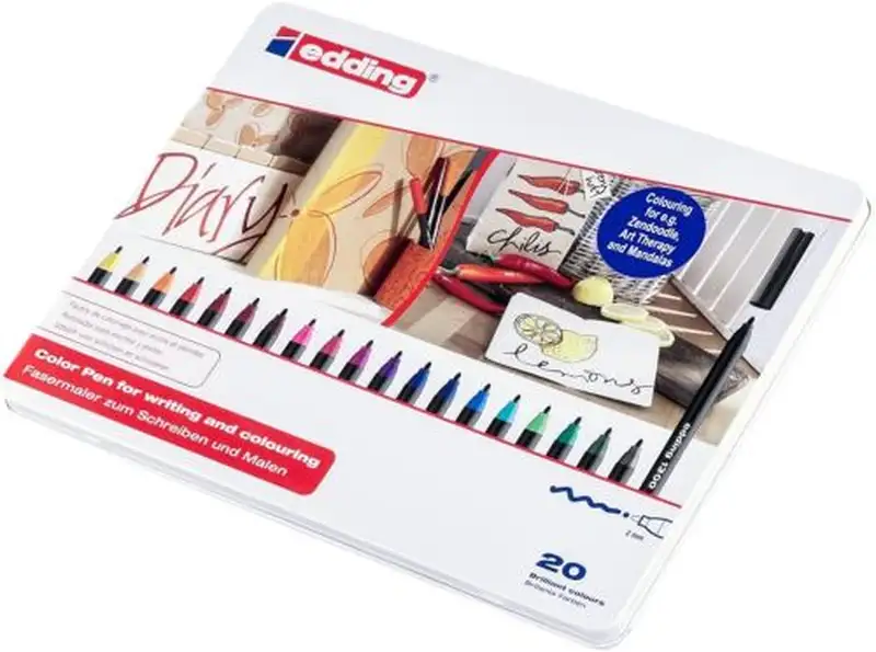 CAJA METALICA 20 ROTULADORES EDDING 1300 COLORES SURTIDOS