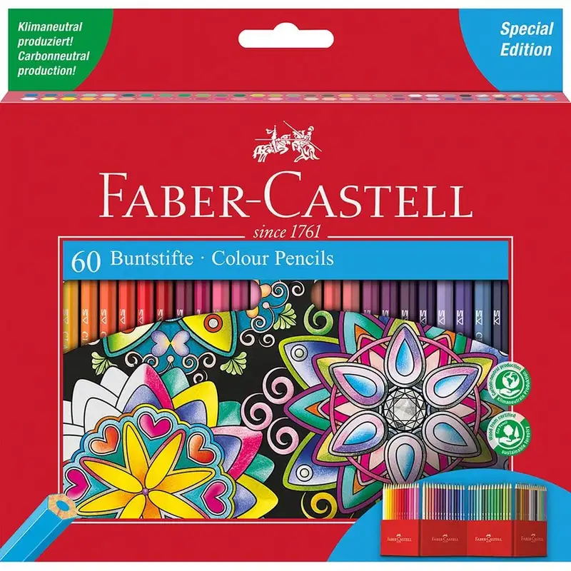 ESTUCHE 60 LAPICES HEXAGONALES COLORES SURT. FABER-CASTELL