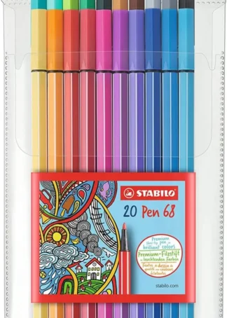 ESTUCHE 20 COLORES SURTIDOS STABILO PEN 68 PUNTA MEDIA