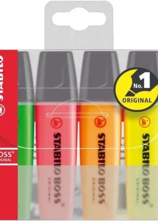 ESTUCHE 4 MARCADORES FLUORESCENTES STABILO BOSS 70 ORIGINAL