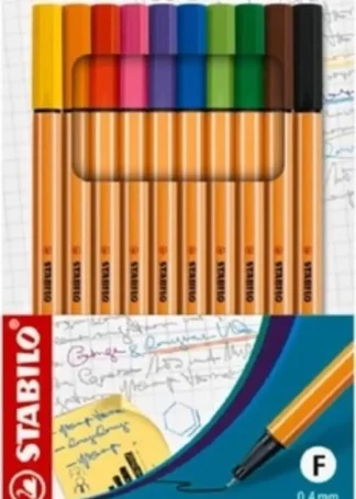 ESTUCHE 10 COLORES STABILO POINT 88 PUNTA DE FIBRA 0,4MM.
