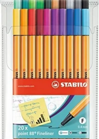 ESTUCHE 20 COLORES STABILO POINT 88 PUNTA DE FIBRA 0,4MM.