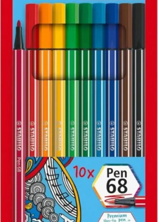 ESTUCHE 10 COLORES SURTIDOS STABILO PEN 68 PUNTA MEDIA