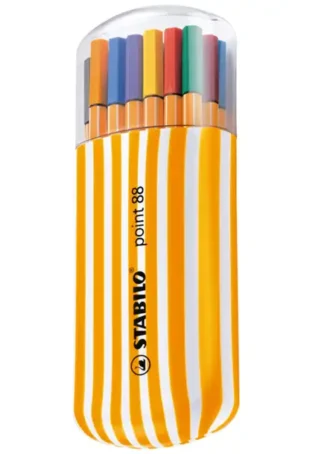 ESTUCHE 20 COLORES ZEBRUI STABILO POINT 88 PUNTA DE FIBRA