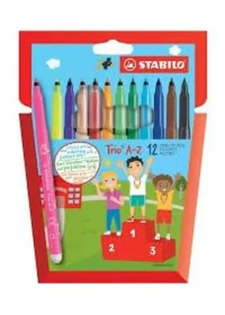 ESTUCHE 12 ROTULADORES STABILO TRIO A-Z COLORES SURTIDOS