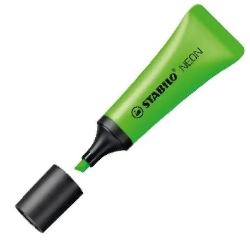 C/10 MARCADORES FLUORESCENTES VERDE STABILO NEON