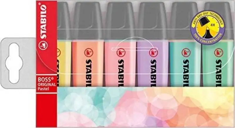 ESTUCHE 6 MARCADORES FLUORESCENTES STABILO BOSS 70 PASTEL