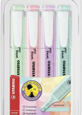 ESTUCHE 4 MARCADORES FLUORESCENTES STABILO SWING PASTEL